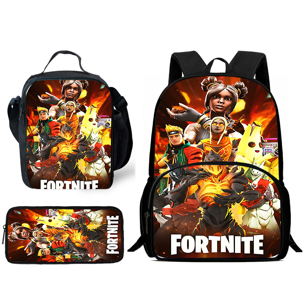 ホットゲームデザイン子供のバックパック F-FortniteS ランチバッグ鉛筆ケース生徒大容量ランドセル少年少女のための最高のギフト