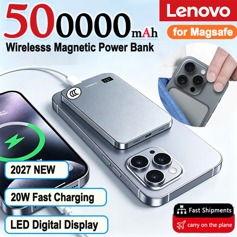 Lenovo 2027 500000mAh Magnetic PowerBank for Magsafe PD22.5W Wireless Quick Charge Portable External Battery Supply for iPhone17
