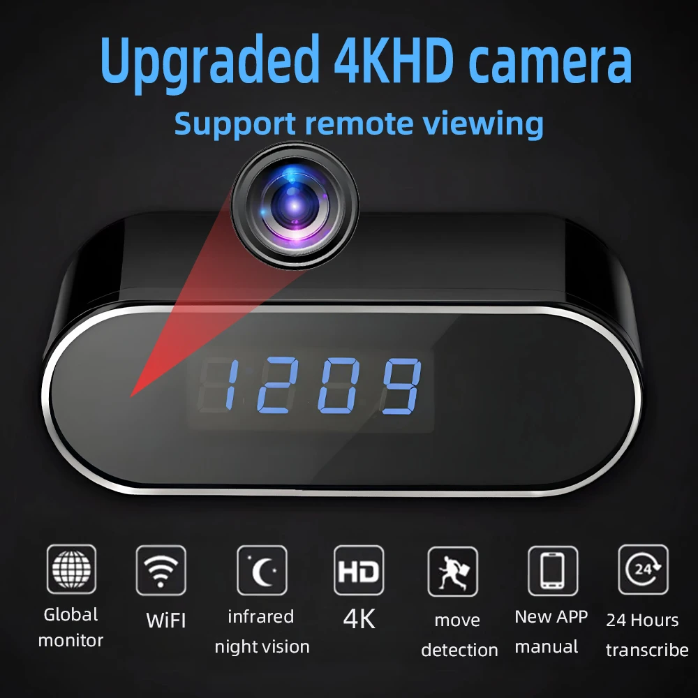 新しい 4KHD ミニ WiFi カメラによる鮮明さの向上、赤外線ナイトビジョン、リモート視聴、動き検出、ワイヤレス ミニカメラ