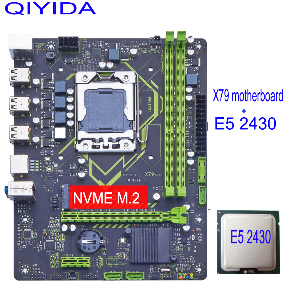 Qiyida X79 マザーボードセット LGA 1356 E5 2430 cpu コンボキットセット DDR3 RAM pc3 ECC REG NVME NGFF M.2 TPM2.0