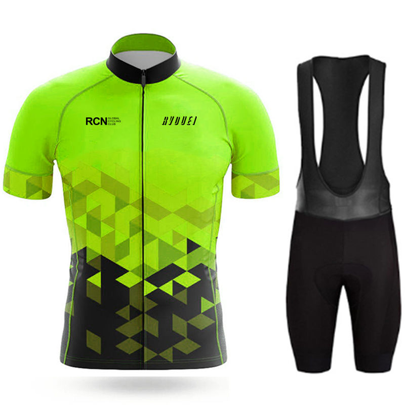Rcn Rvouei 半袖ジャージ夏通気性サイクリング服セットバイクウェア自転車よだれかけパンツスーツ MTB マイヨ Ropa Ciclismo