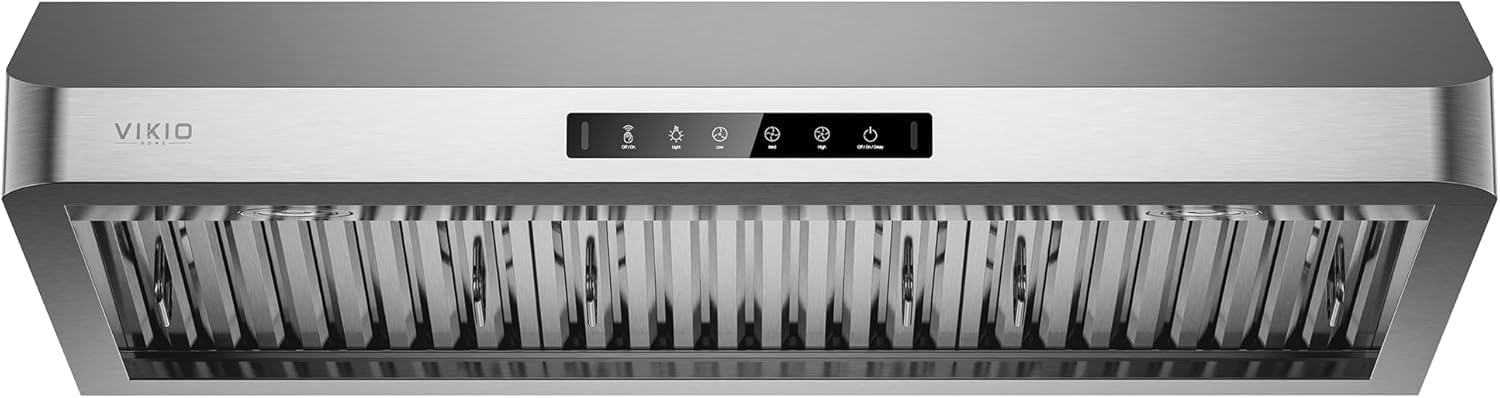42 インチアンダーキャビネットレンジフード、980 CFM、3 スピードタッチコントロール、ジェスチャーセンサー、ステンレススチールフィルター、LED ライト、ダクト付き