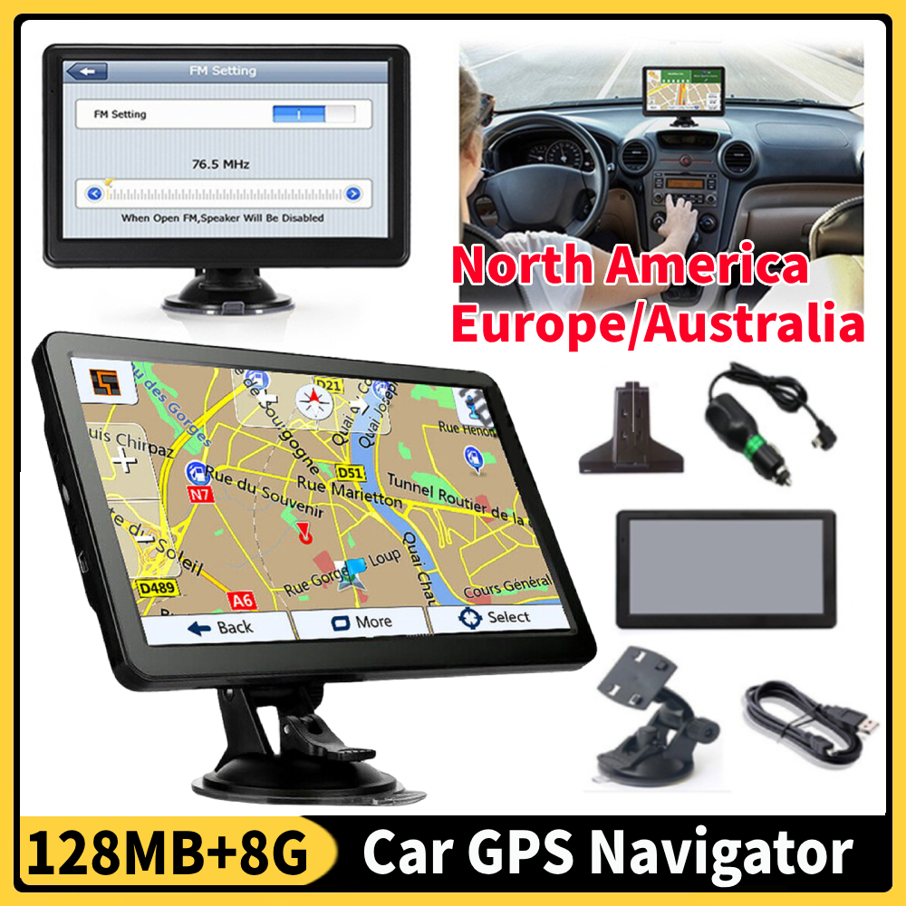 7 "HD TFT タッチスクリーンカー GPS ナビゲーター 8 グラム北米ヨーロッパオーストラリア地図音声リマインダーナビゲーションシステム FM トランスミッター