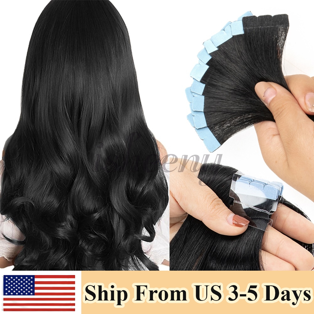 Isheeny ミニテープヘアエクステンション 100% マシンレミーナチュラルストレート人毛 12-24 インチ女性のための簡単にインストール