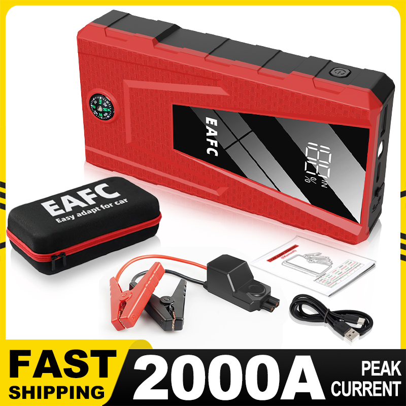 最新のジャンプスターター電源銀行 2000A/1200A ポータブル充電器車のブースター 12V 自動始動装置緊急車バッテリースターター