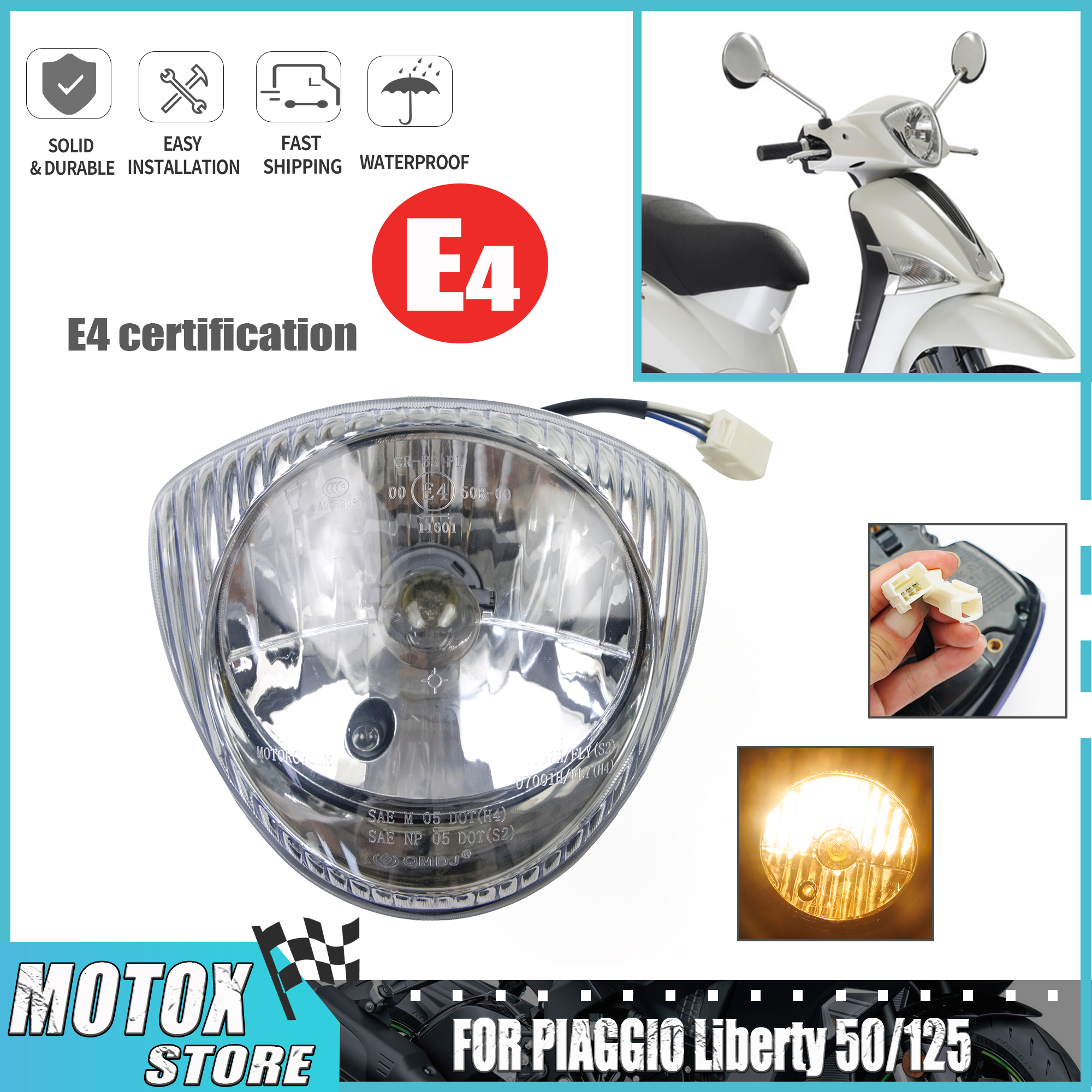ピアジオ 2005-2007 リバティ 50 125 2006-2015 2017-2019 125cc 50cc 2T 3V 4T フロントヘッドライト 2009 2010 ヘッドライトヘッドランプ