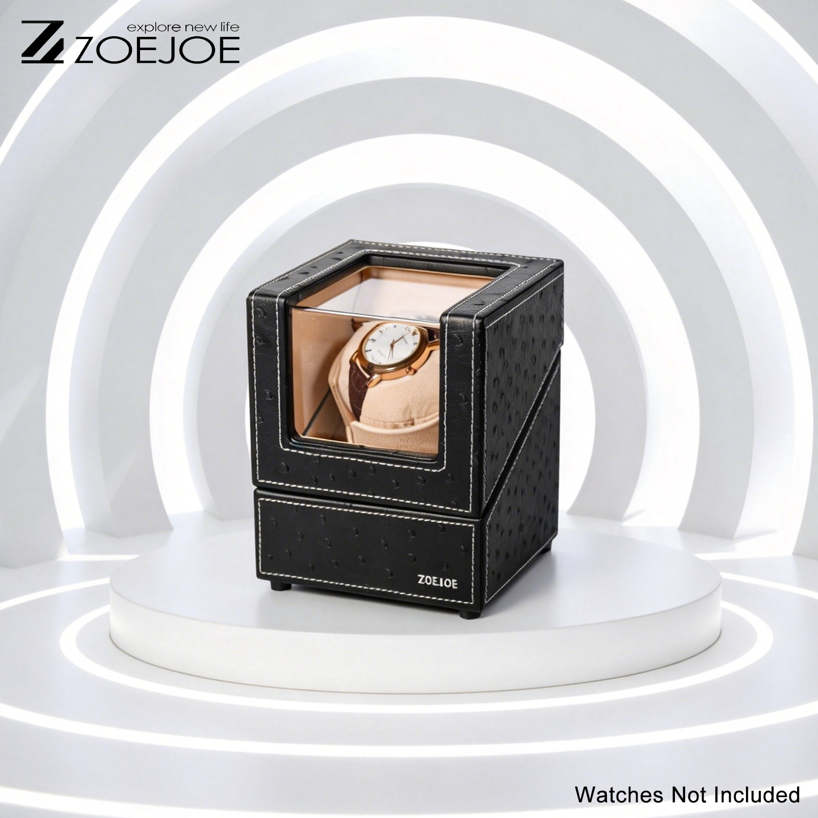 ZOEJOE シングルスロット自動ウォッチワインダー米国プラグ静音モーター低ノイズ Pu レザー時計収納ボックス友人への誕生日プレゼント