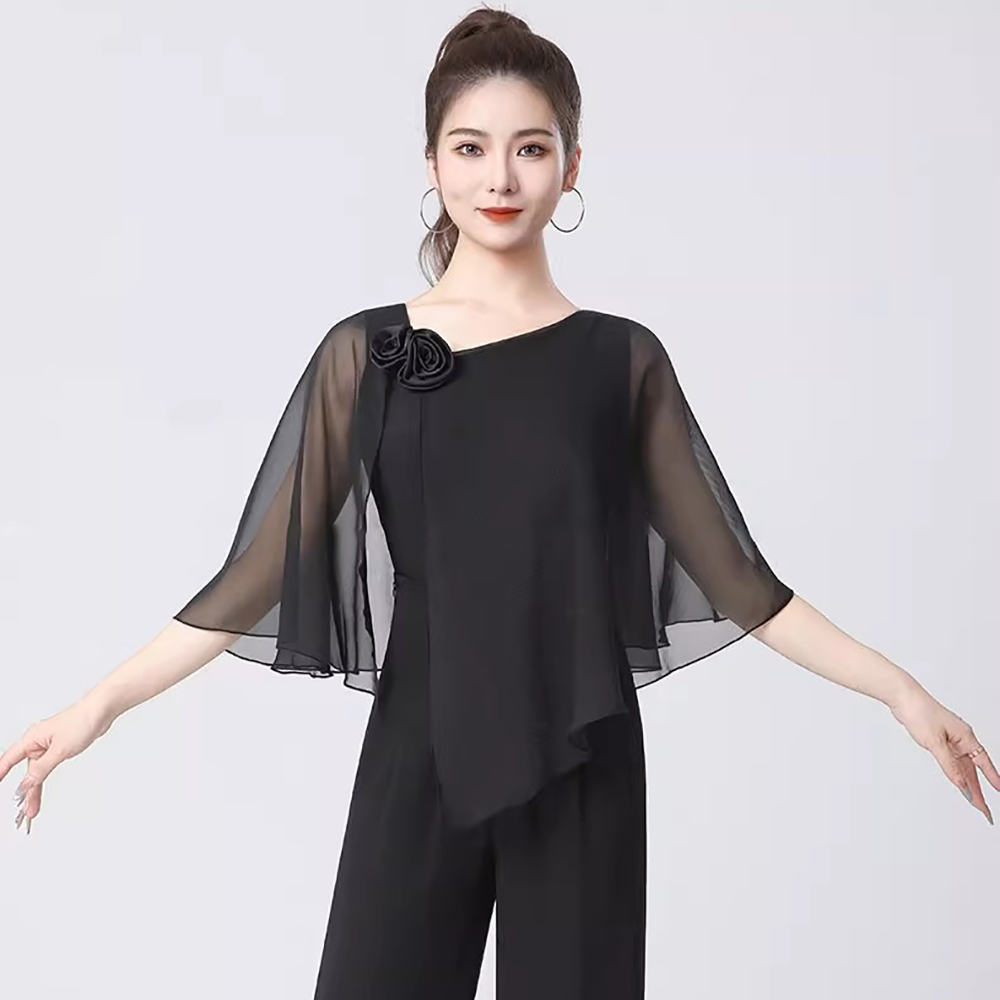 新しいラテンダンストップス女性パフォーマンス社交レオタード服国家標準ワルツボディスーツタンゴブラウス練習衣装