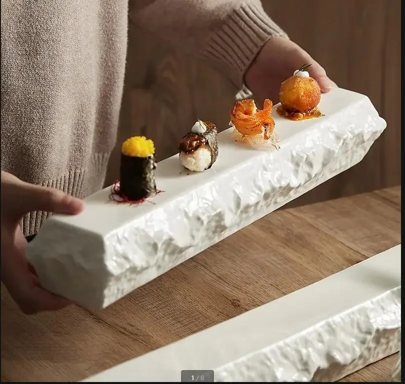 クリエイティブ長方形寿司プレートホテルレストラングルメ装飾メインコースデザートケーキプレートセラミック断熱プレート