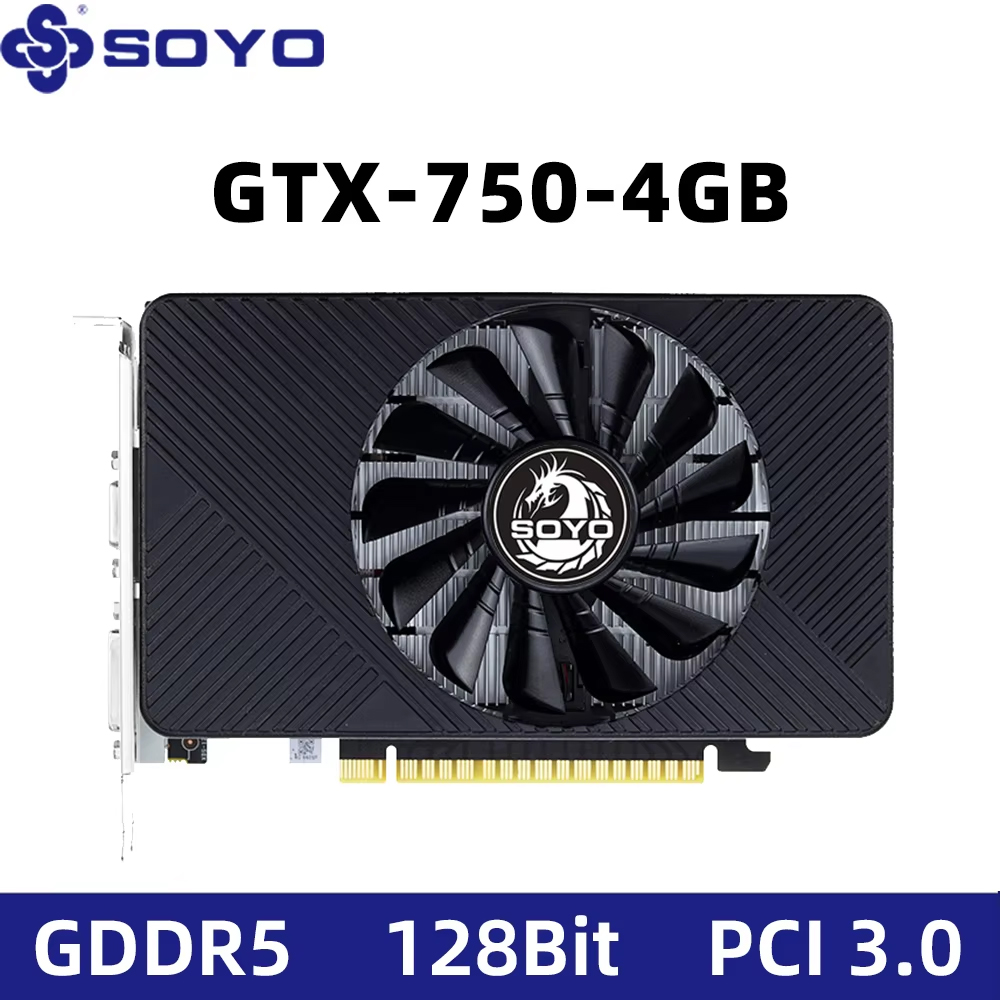 SOYO GTX 750 750Ti 4GB GDDR5 グラフィックカード 640SP 128bit Direct X12 コンピュータービデオカード PCI Express 3.0x16 インターフェース
