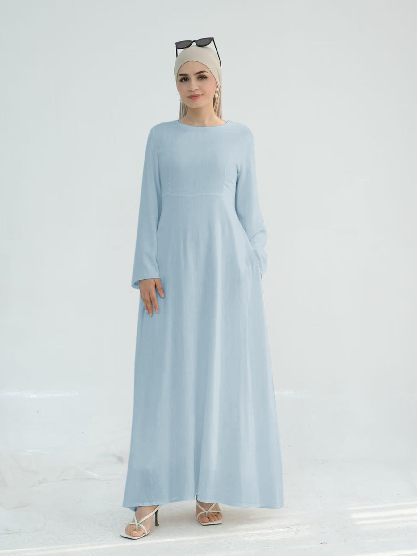 Loriya Dubai トルコ製ソリッドカラーウエストタイアバヤ