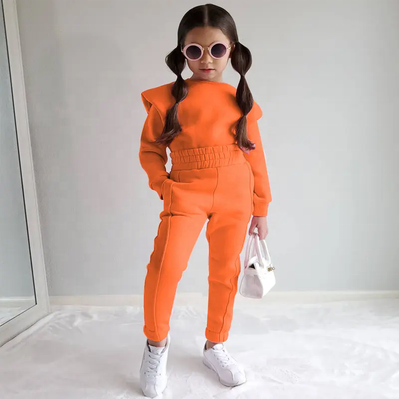 秋の子供女の子スーツカスタマイズされた無地ストリートウェア子供スポーツ服少女ジョギングスーツ
