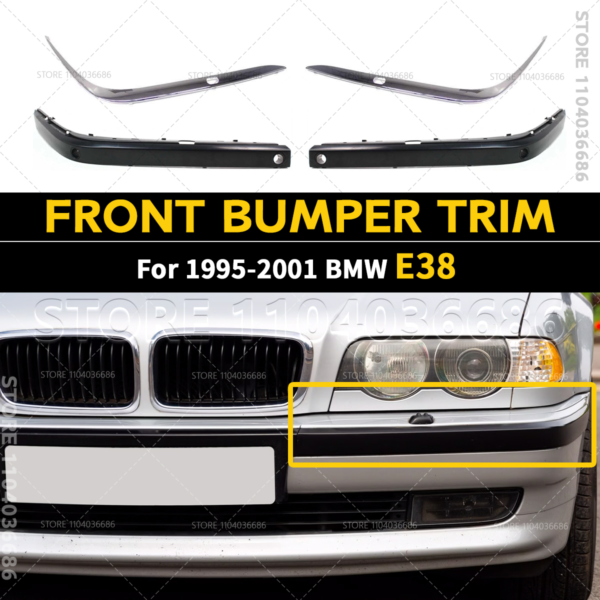 1995-2001 E38 BMW 740i 740iL 740iLP 750iL 750iLP フロントバンパートリム 51118170555 51118125309 51118168105 51118125437