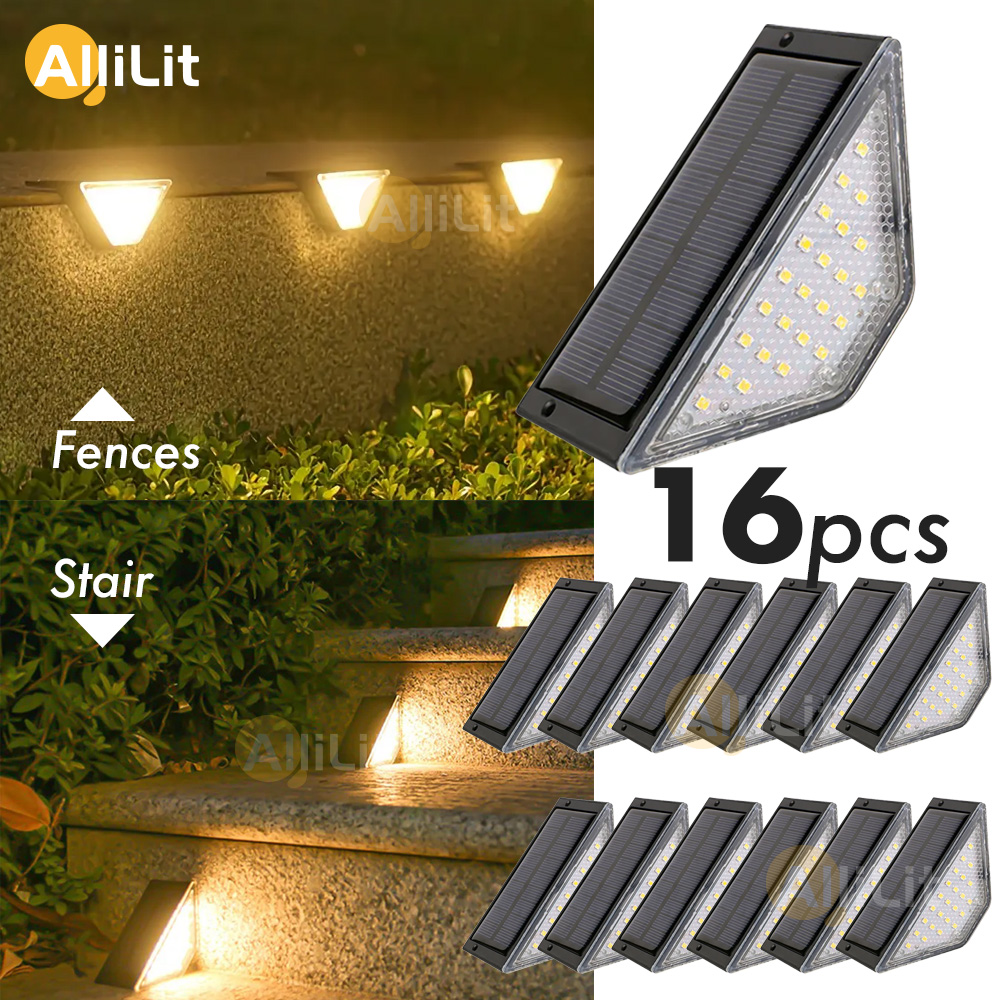 AlliLit 1 〜 16 個 LED ソーラーステップライト屋外防水ソーラーデッキ階段パティオランプ庭の装飾私道
