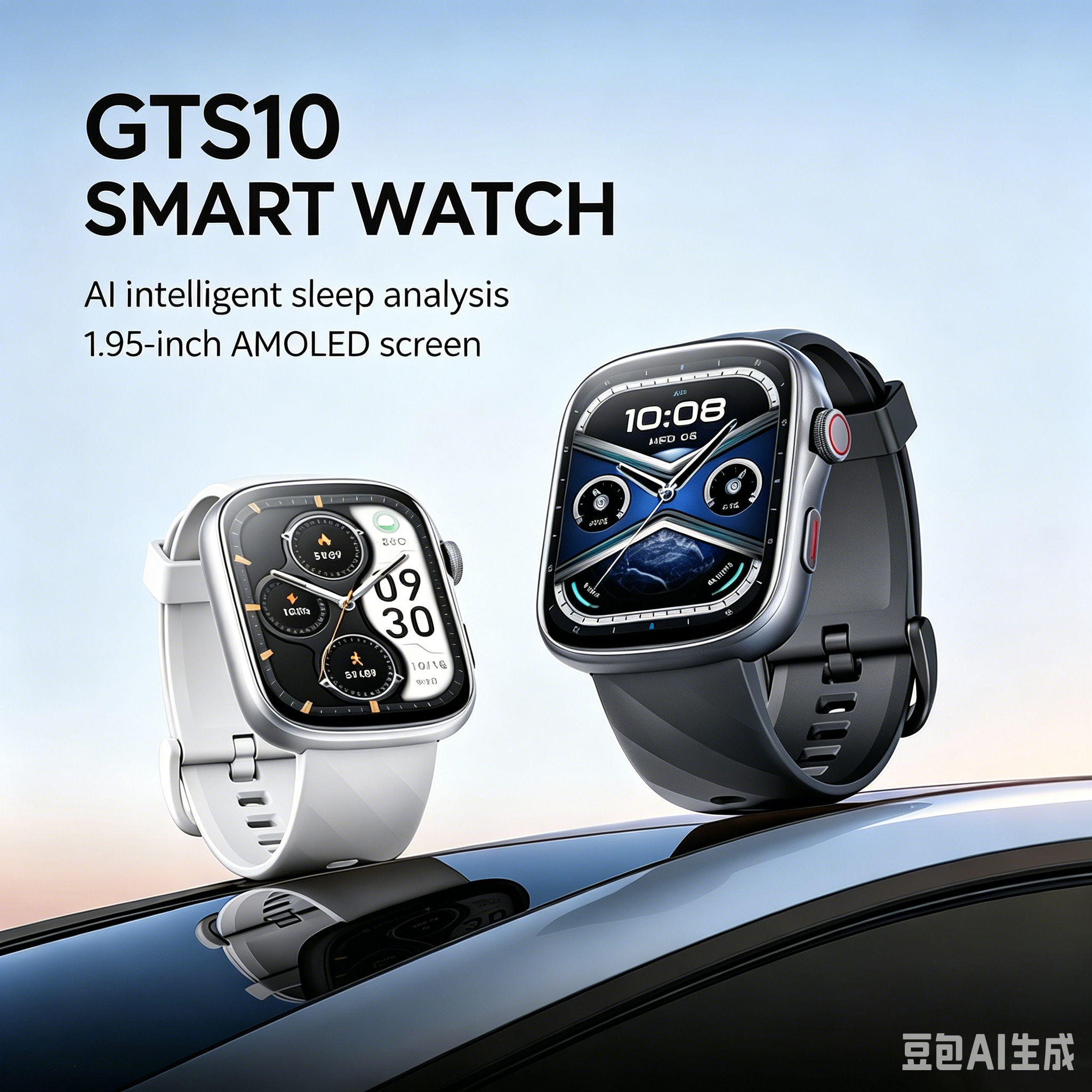 GTS10 スマートウォッチ 1.95 インチ AMOLED 大画面 Al インテリジェント睡眠分析男性スポーツフィットネス心拍数健康スマートウォッチ