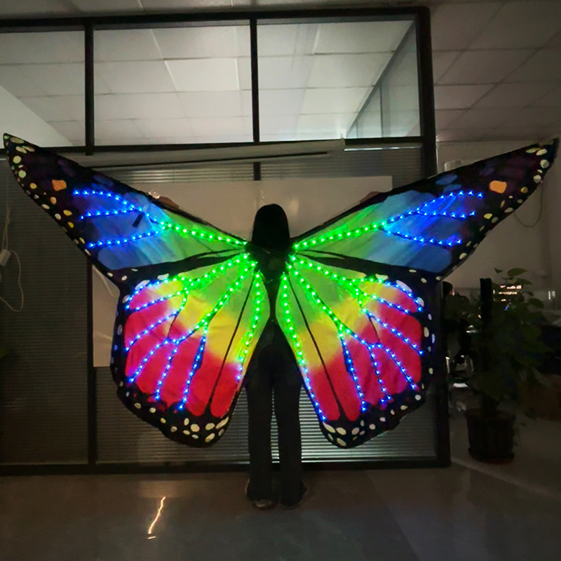 男性女性ベリーダンス翼蝶フルカラーアプリ Bluetooth LED 翼ダンスマントアクセサリー小道具ステージコスプレ衣装