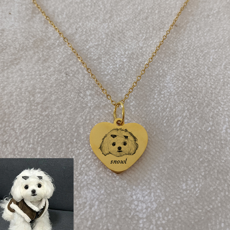 ハート型 925 シルバー ペットメモリアルネックレス 猫犬用紛失防止ギフト 色あせしない動物製品