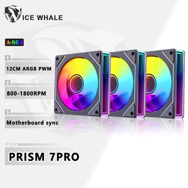 ICE Whale Prism 7 PRO ARGB PCケースファン 120mm インフィニティミラーデザイン マザーボードライティング同期 4PIN PWM CPUクーラーファン