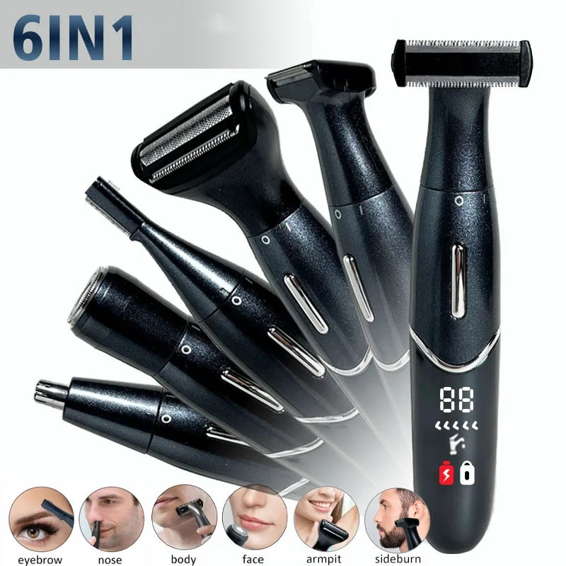 6in1 電気シェーバー親密なエリアヘアカット精密シェーバー男性ビキニライン敏感かみそりボール卵陰毛シェービングトリマー