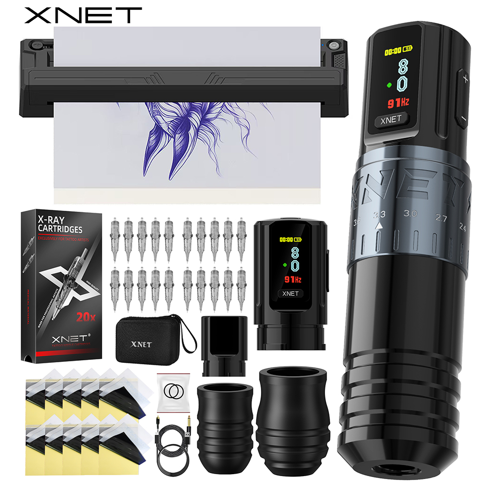 XNET Vipera プロフェッショナルワイヤレスタトゥーマシンキットタトゥー転写プリンター 7 ストローク 2400mAh バッテリータトゥーペンセットタトゥー用