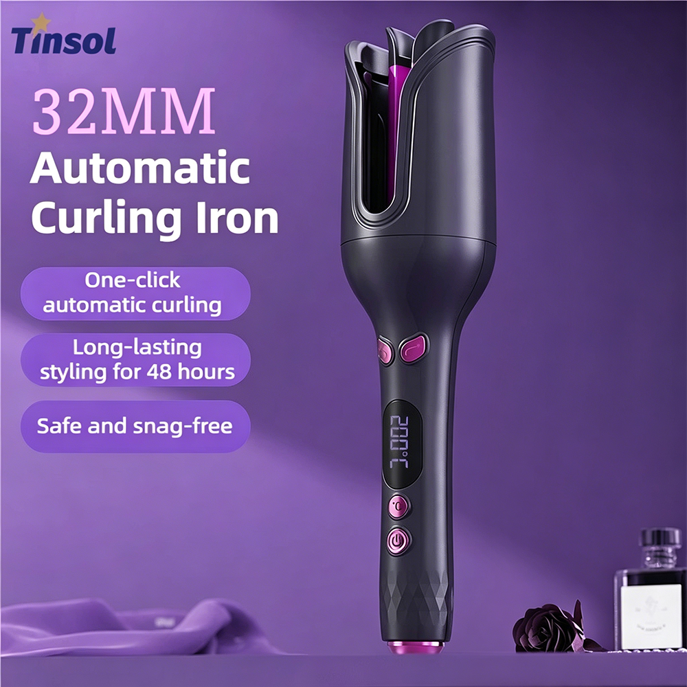 TINSOL 32 ミリメートルウェーブヘアアイロン自動ヘアアイロンマイナスイオン空気回転カーリングワンドプロフェッショナルスタイリングツール