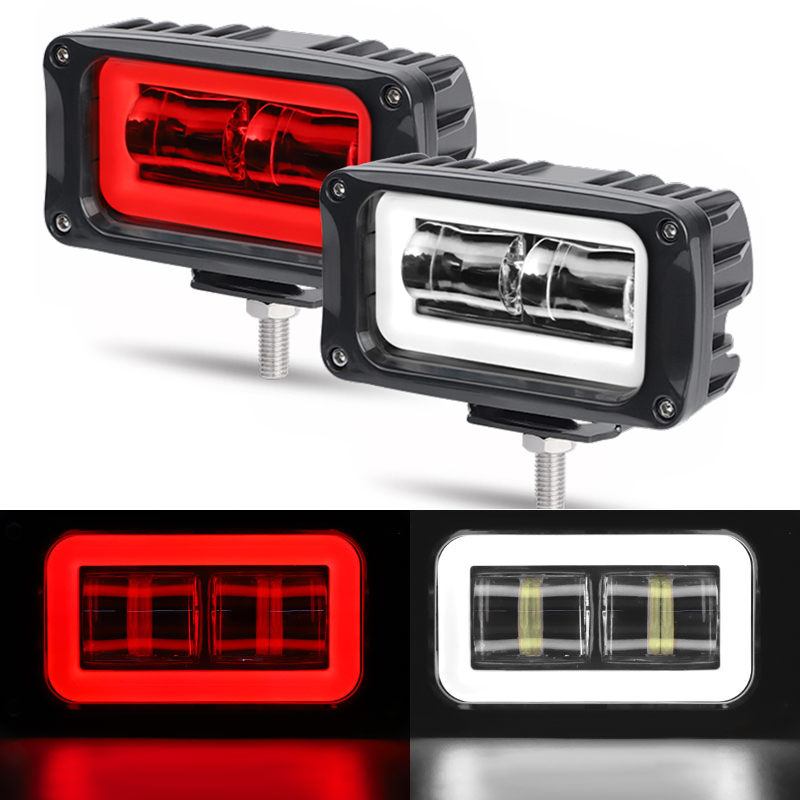 4 インチ 20 ワット 8D LED ワークライトバー DRL ホワイトレッドハローエンジェルアイズ駆動ヘッドライトフォグランプ車 4X4 ピックアップ SUV ATV UTB 12V 24V