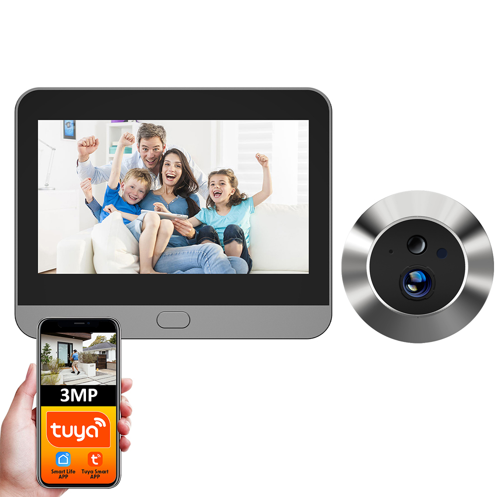 Tuya スマート 3MP 140 ° 広視野角ミニデジタルのぞき穴アイビューア WiFi IR PIR 検出ドアベル ドアカメラ Alexa Google