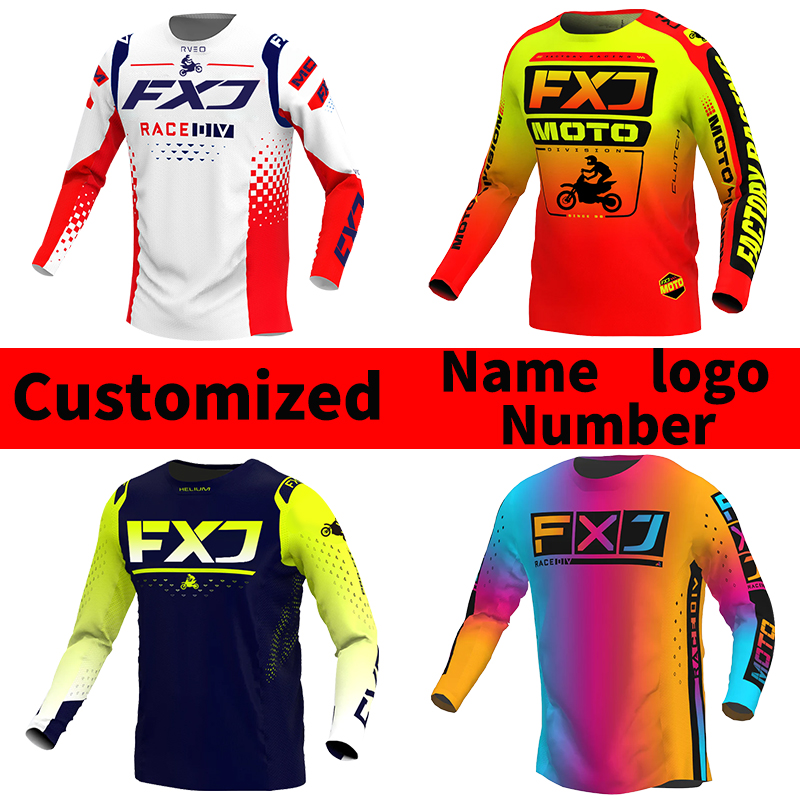 FXJ モトクロスジャージオフロード mx ジャージ白ダートバイクレースエンデューロ MTB オートバイカスタマイズされた名前番号