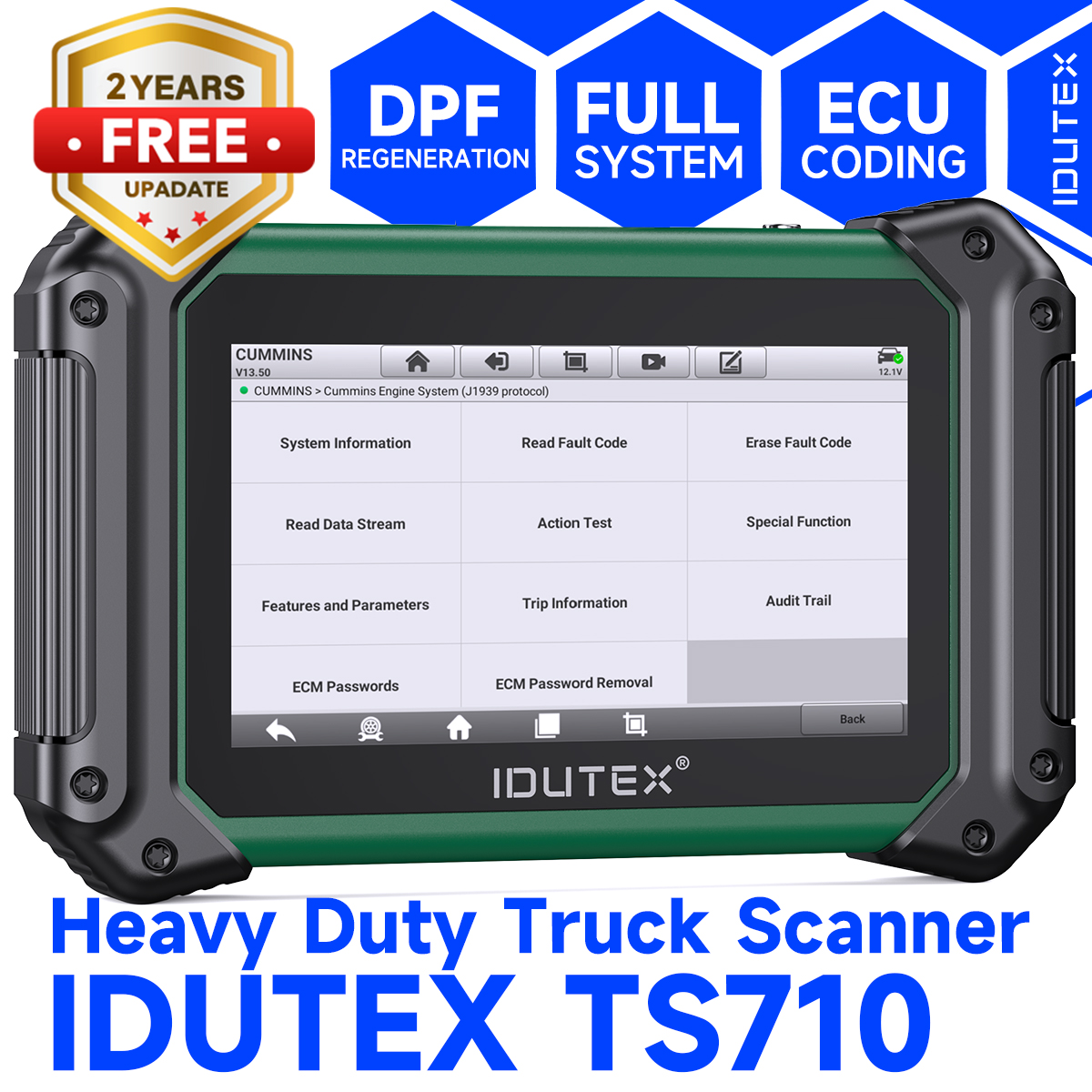 IDUTEX TS710 HD 大型トラック フルシステム診断ツール OBD2 スキャナー トラック トラック用 オイル DPF 再生 OBD2 スキャナー トラック用