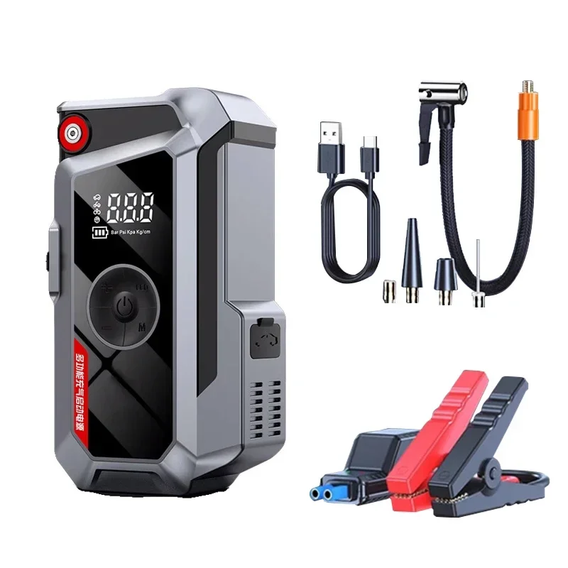 ポータブル 4 で 1 バッテリー緊急 12V 10000mAh 3000A ジャンプスターター車多機能パワーバンクジャンプスターターエアポンプ付き