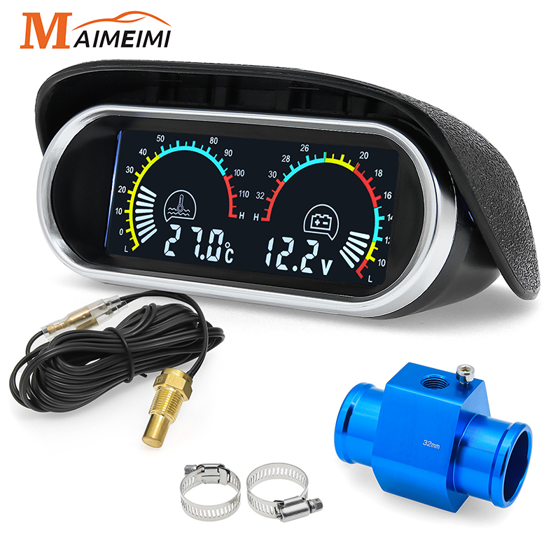 12V 24V デジタル水温計ボルト水温センサーヘッドプラグジョイントパイプセンサーラジエーターホースアダプター 1/8NPT