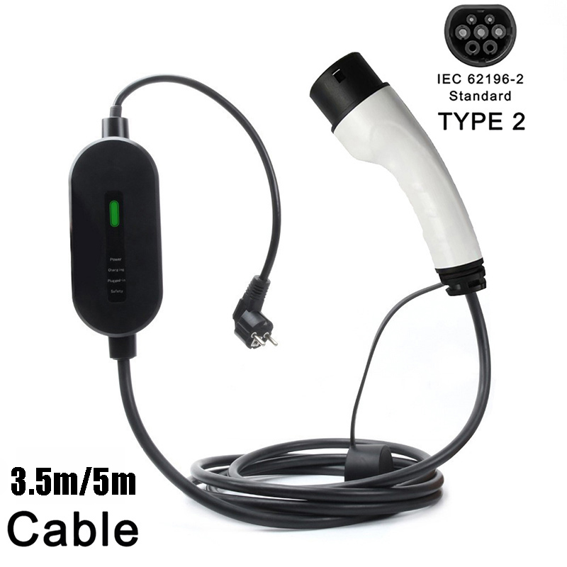 16A 3.5kW EV 充電器 Type2 タイプ 2 ポータブル充電ボックス 3.5M/5M ケーブルソケットアダプタ電気自動車車の充電器 IEC 62196