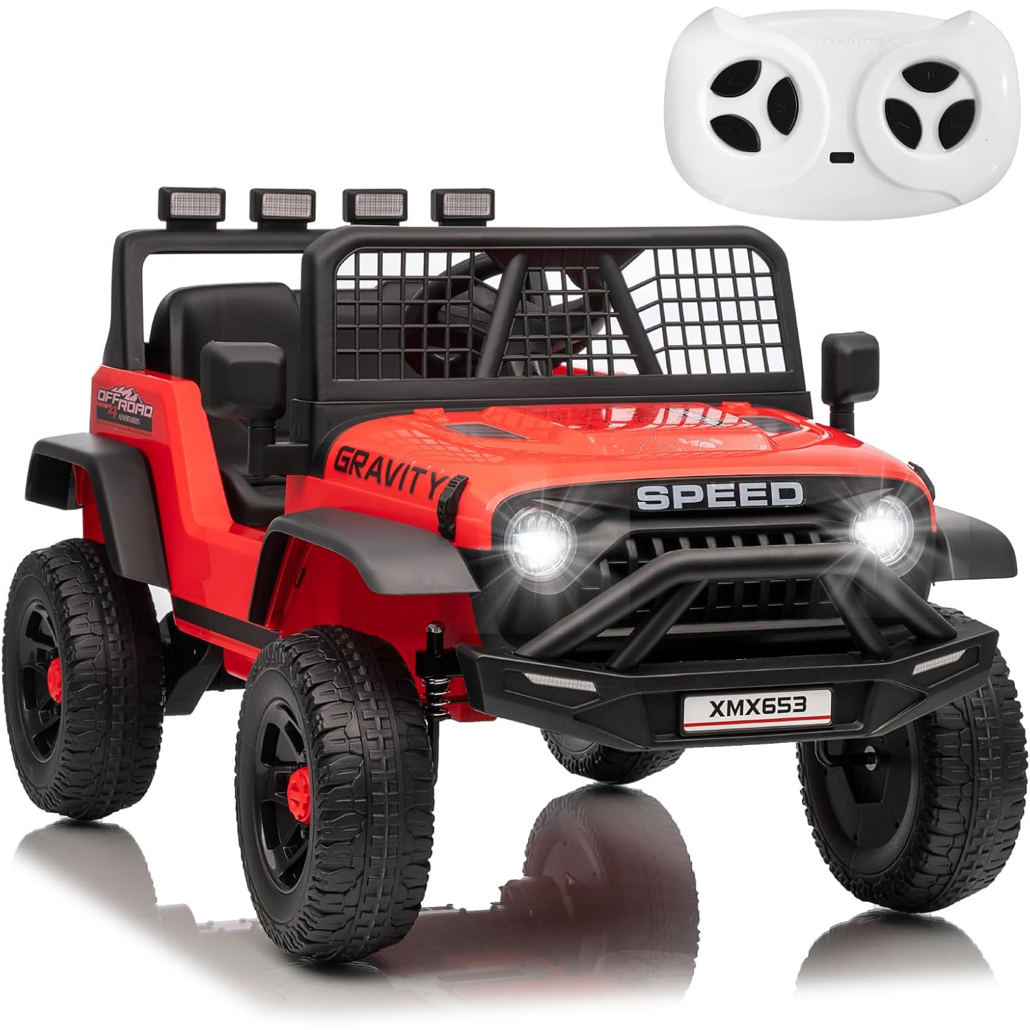 12V キッズ電動ライドオントラックカー 親リモコン付き 3 スピード 5MPH 最大速度、LED ライト、音楽、サルフティベルト誕生日ギフト