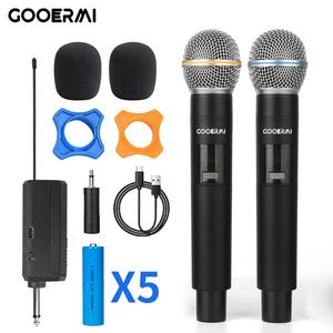 MIM-MRA58 プロフェッショナルワイヤレスマイク、2チャンネル充電式ハンドヘルドマイク、パーティーカラオケ用ポータブルワイヤレスマイク