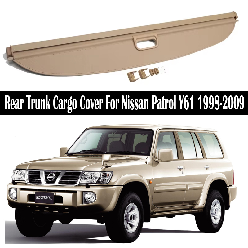 リアトランクカーゴカバー日産パトロール Y61 1998-2009 シールドシェードカーテンパーティションボードプライバシーブラインドセキュリティアクセサリー