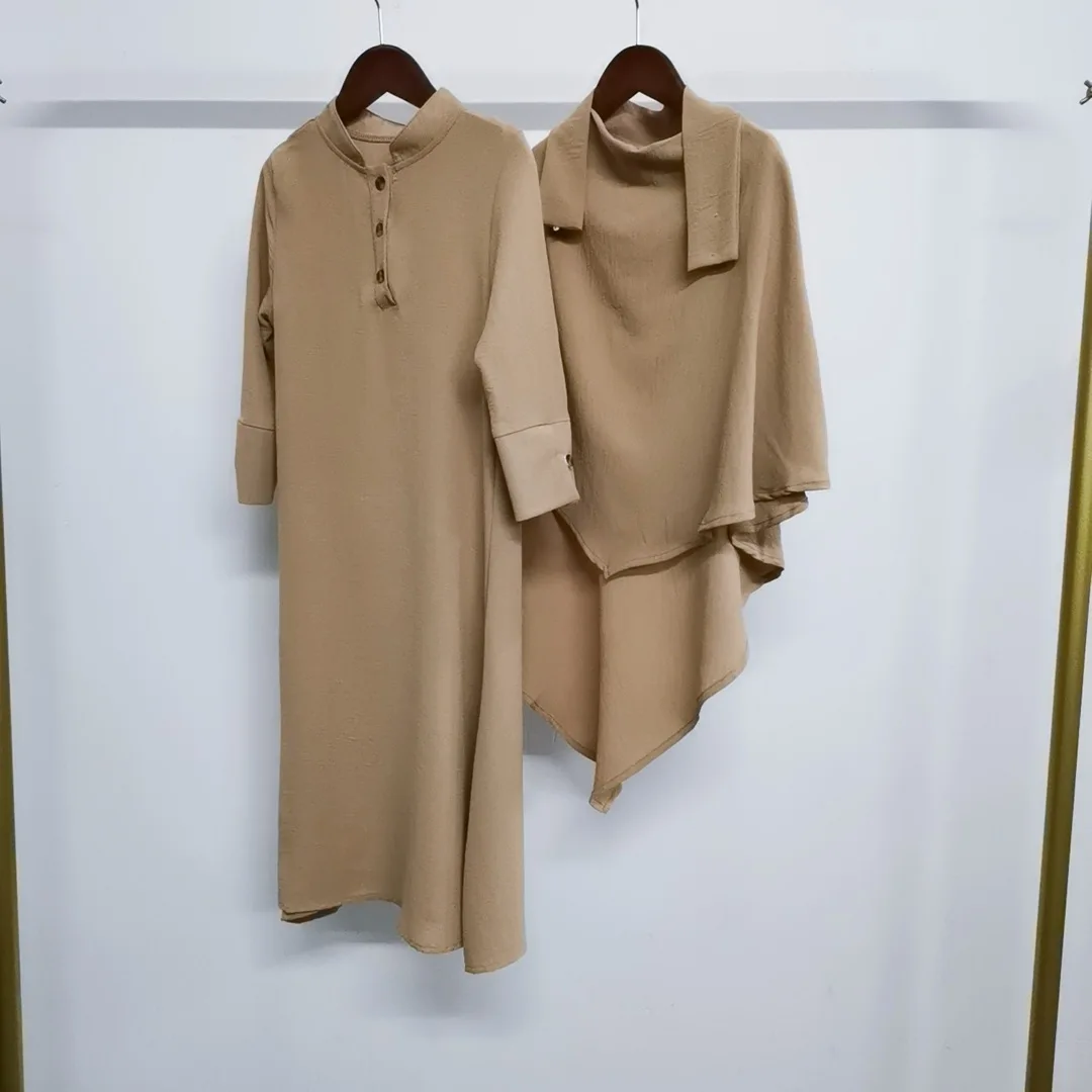 イードキマールアバヤセットイスラム教徒の子供女の子ヒジャブドレス祈りの衣服フルカバー Jalabiya Djellaba トルコカフタンドバイローブカフタン