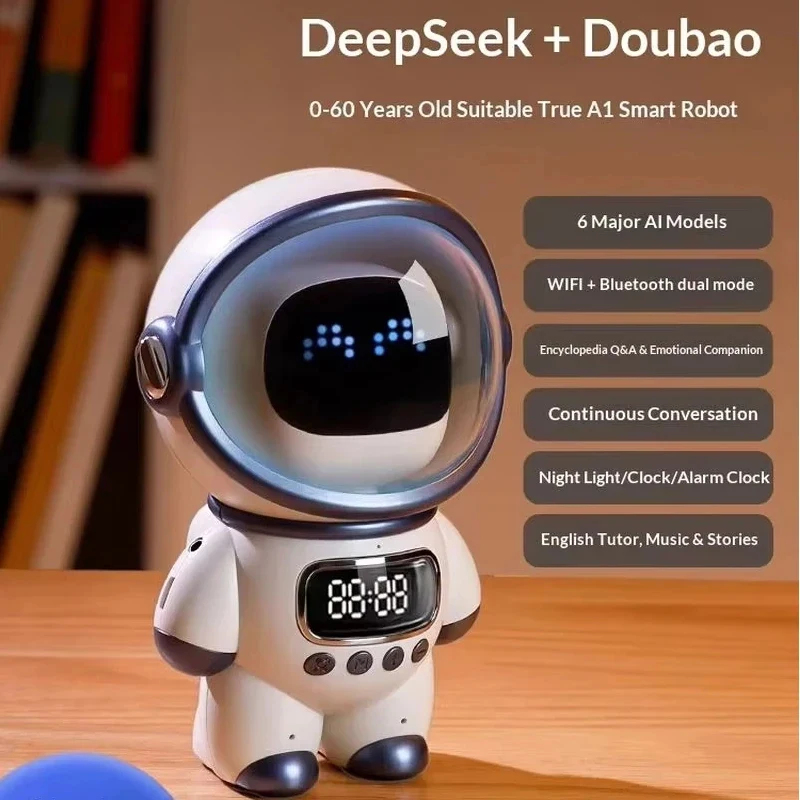 Hot Ai Chat Robot 6 Ai Model Wifi Bluetooth Dual-Mode Desktop Companion Nightlight Alarm Clock Smart Office Assistant New