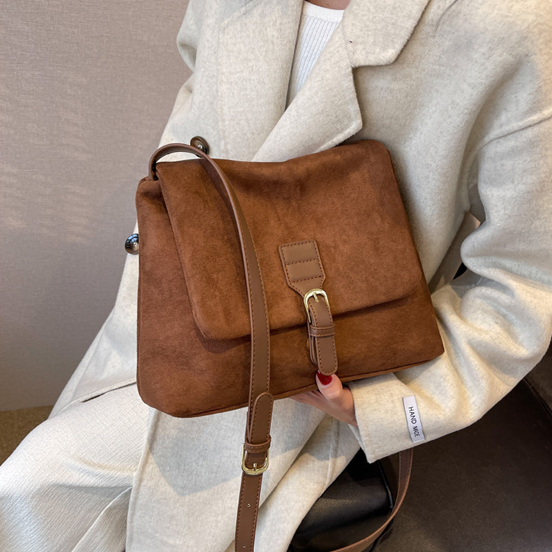 ヴィンテージブラウンスエードソフト Pu レザー女性ショルダーバッグ大容量クロスボディバッグトートバッグ高品質ファッションホーボーハンドバッグ