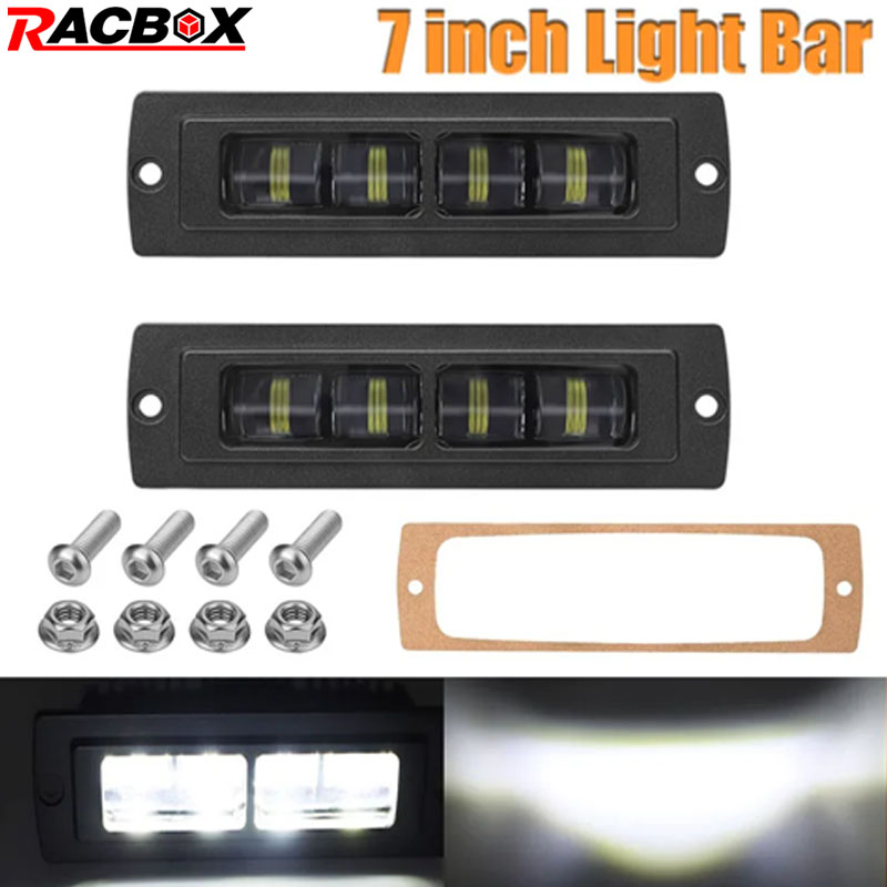 Led ワークライトバー 7 インチ 30 ワットレンズフラッシュマウントポッドライトフォグランプ 12V 24V オフロード車トラックボート ATV UTV 4x4 ドライビングライト