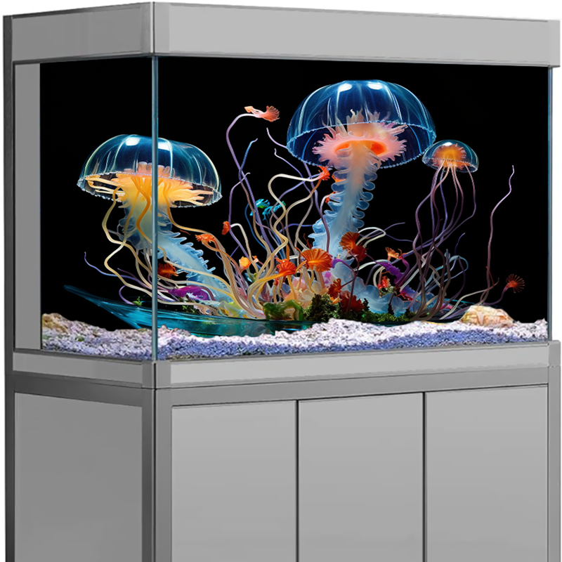 水槽装飾水族館背景ステッカー、3D水中風景水槽背景装飾PVC水族館アクセサリー
