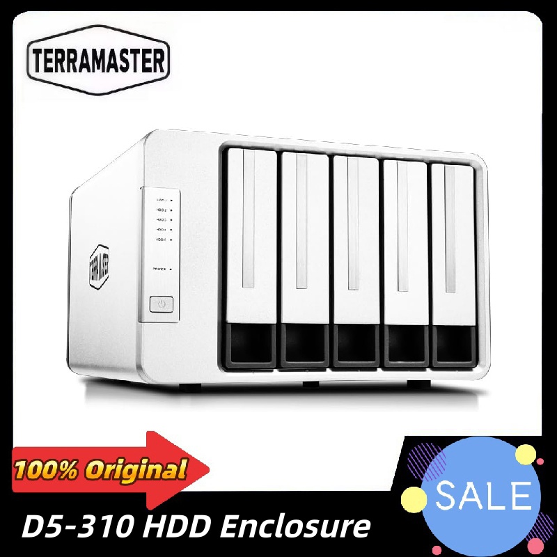 TERRAMASTER D5-310 HDD エンクロージャ 5 ベイ ハードウェア RAID RAID 5、0、1、10、シングル USB 3.1 Type-C 直接接続ストレージをサポート