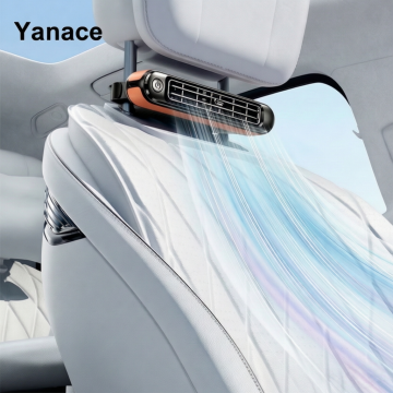 Yanace ポータブルカーシート冷却ファン USB 充電式後部座席用エアクーラー 強風付き 夏旅行アクセサリー用