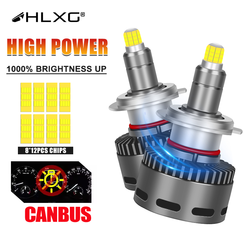 HLXG 360 H7 LED 車のヘッドライト Canbus H11 H1 LED 9005 9006 HB3 HB4 9012 Hir2 H8 ターボオートフォグランプ電球 6000K 4300K 8000K