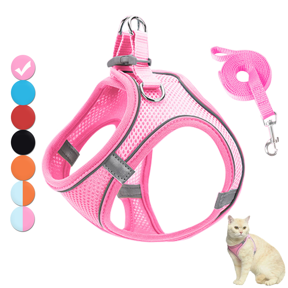 猫ハーネス反射ペットハーネスとリーシュセット猫小型犬パグチワワ猫アクセサリー用の調節可能なペットハーネス