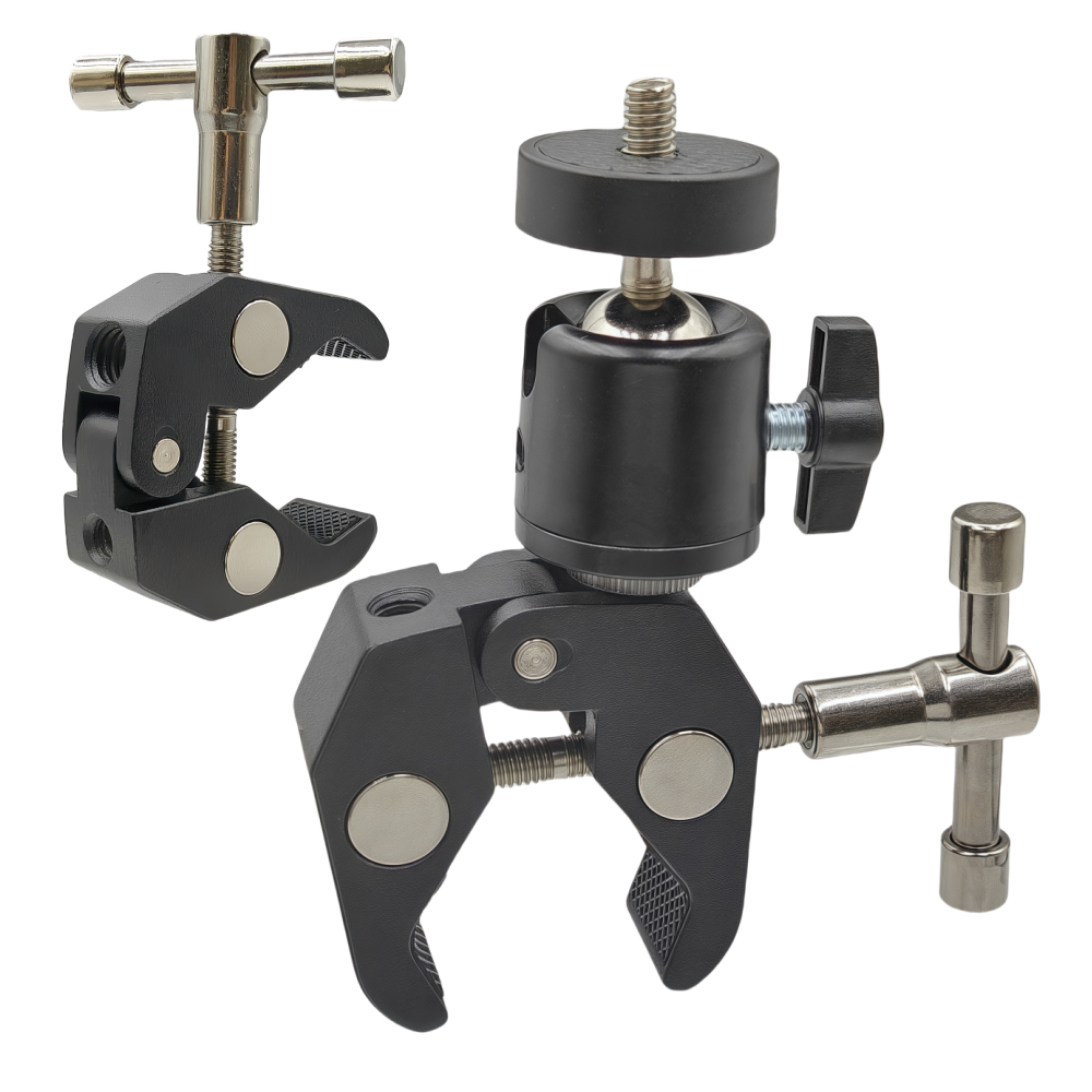Mteal スーパークランプ 360° ミニボールヘッド付き クイックリリース クランプ ブラケット 三脚マウント 1/4 ネジクリップ DSLR アクションカメラ用