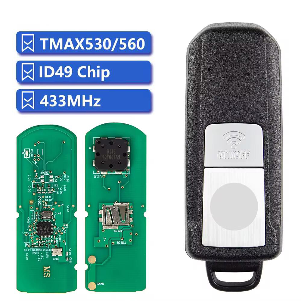 MK0028 オートバイリモートキーヤマハ XMAX XMAX300 NVX NVX155 AEROX JAUNS QBIX TMAX530 TMAX560 ID49 チップ 433MHz スマート