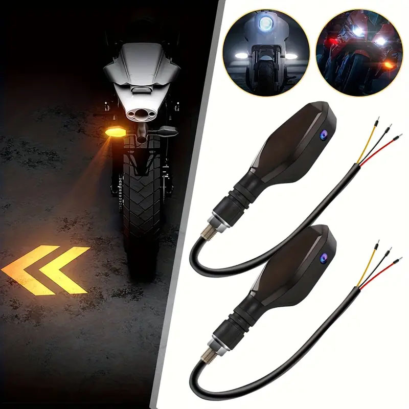 2 個オートバイウインカー LED プロジェクターウインカーライト矢印投影付き防水 27 モードウインカー警告ライト