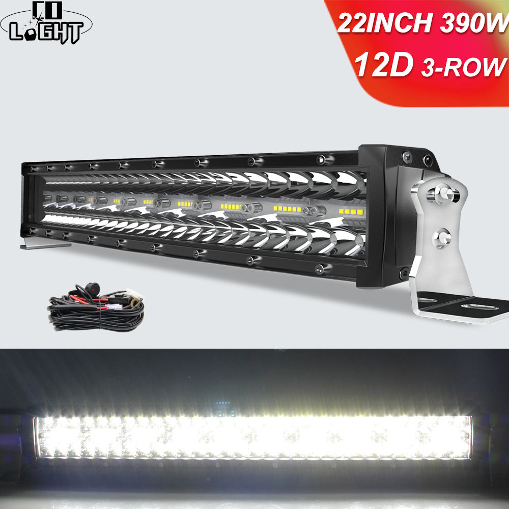 CO LIGHT 12D 3 列 22 32 42 50 52 インチ LED バー 12V 24V スポットフラッドビーム Led 車の運転ライトバーオフロード 4x4 トラック Lada SUV