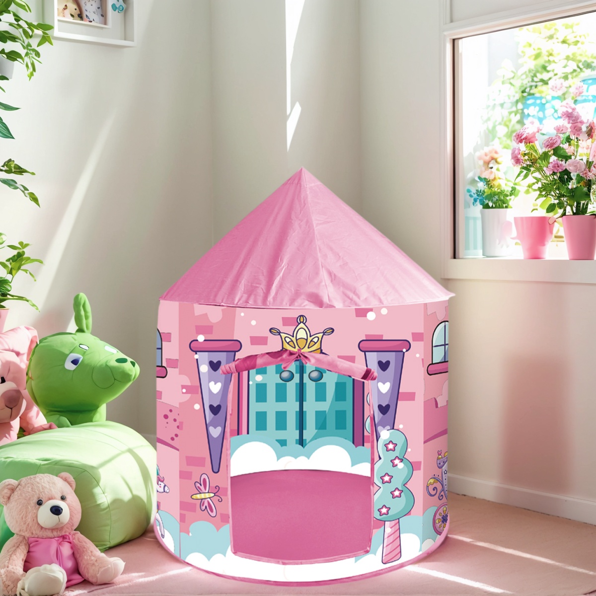 子供用の楽しいパオテント、ごっこ遊び用プレイハウステント、ポータブル屋外おもちゃプレイハウス、ビーチプレイおもちゃの城、男の子と女の子への素晴らしいホリデーギフト、クリスマスとハロウィーンギフト