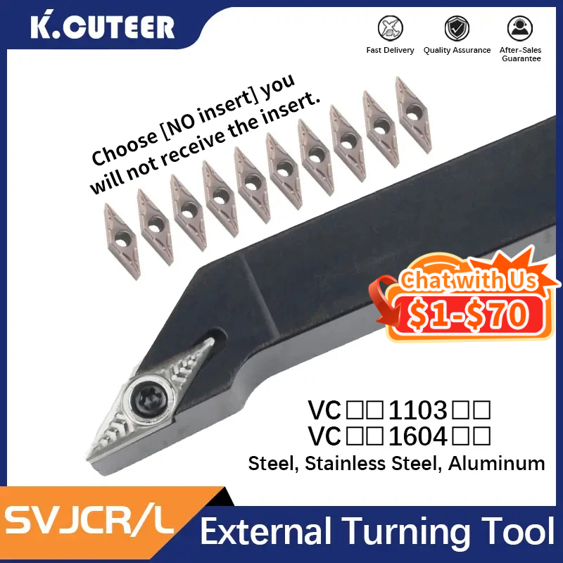 SVJCR/L 旋盤カッター外径旋削工具ホルダー SVJCR1212H11 SVJCR1616H16 SVJCL2525M16 超硬インサート VCMT/VCGT CNC ツール